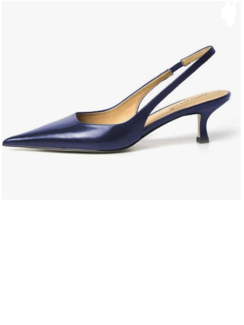 FSJ Dark Blue Kitten Heel Slingback Sandals Pointy Toe Sexy Pumps Party Shoes